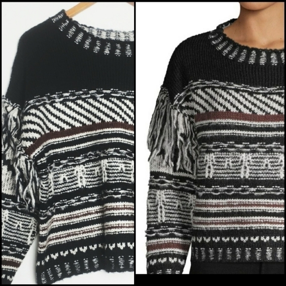 𝅺NEW! CLICHE Textured Fringe Pullover Womens Sweater XL. - Picture 1 of 8